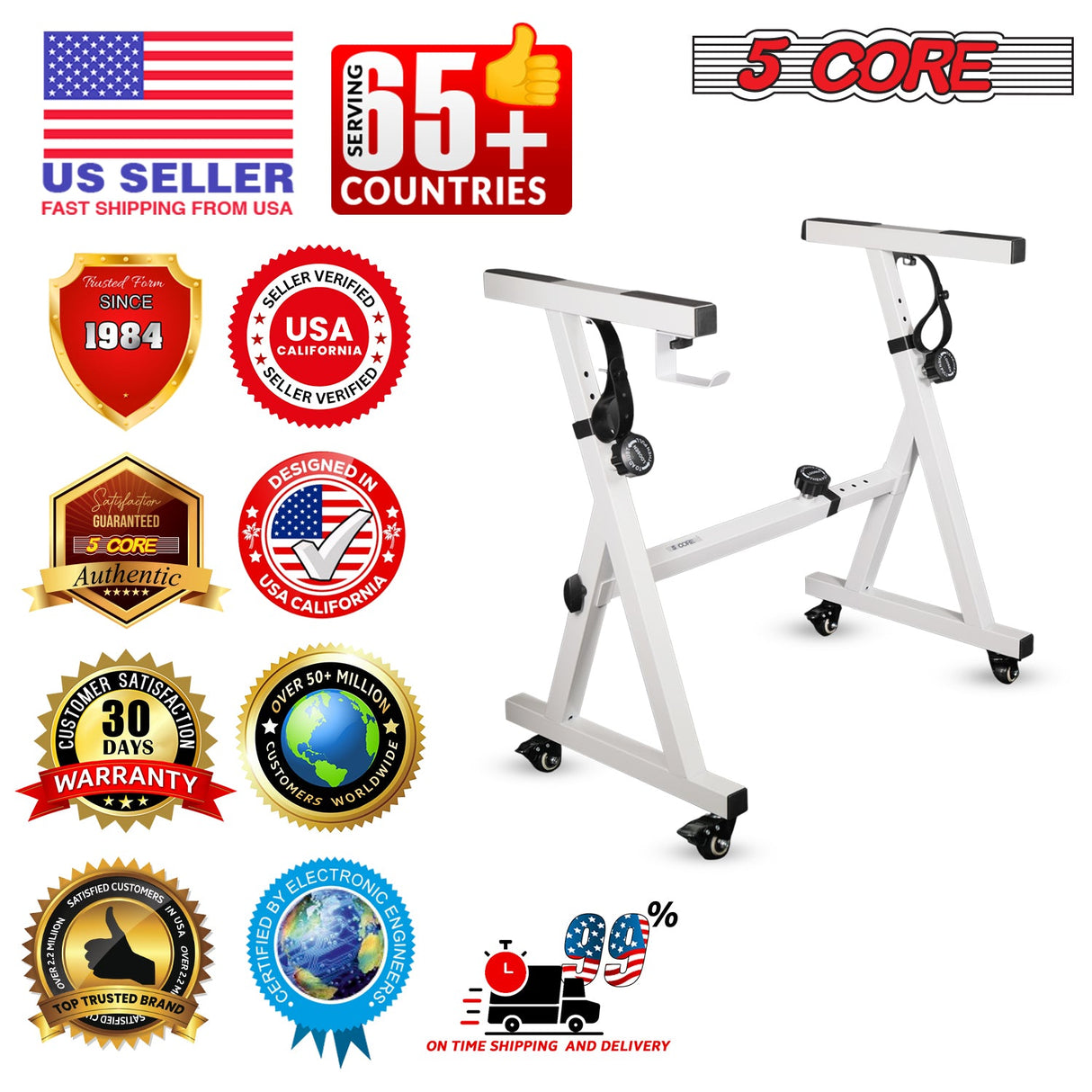 5Core Keyboard Stand Adjustable Height 36.5" Width 32.5” Z Style Electric Piano Riser 250Lb Capacity