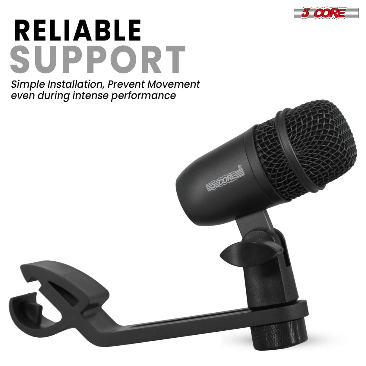 5 Core Drum Microphone Kit 9Pc All Metal Drummer Mics Tom/Snare & Cymbals Wired Instrument Drums Set