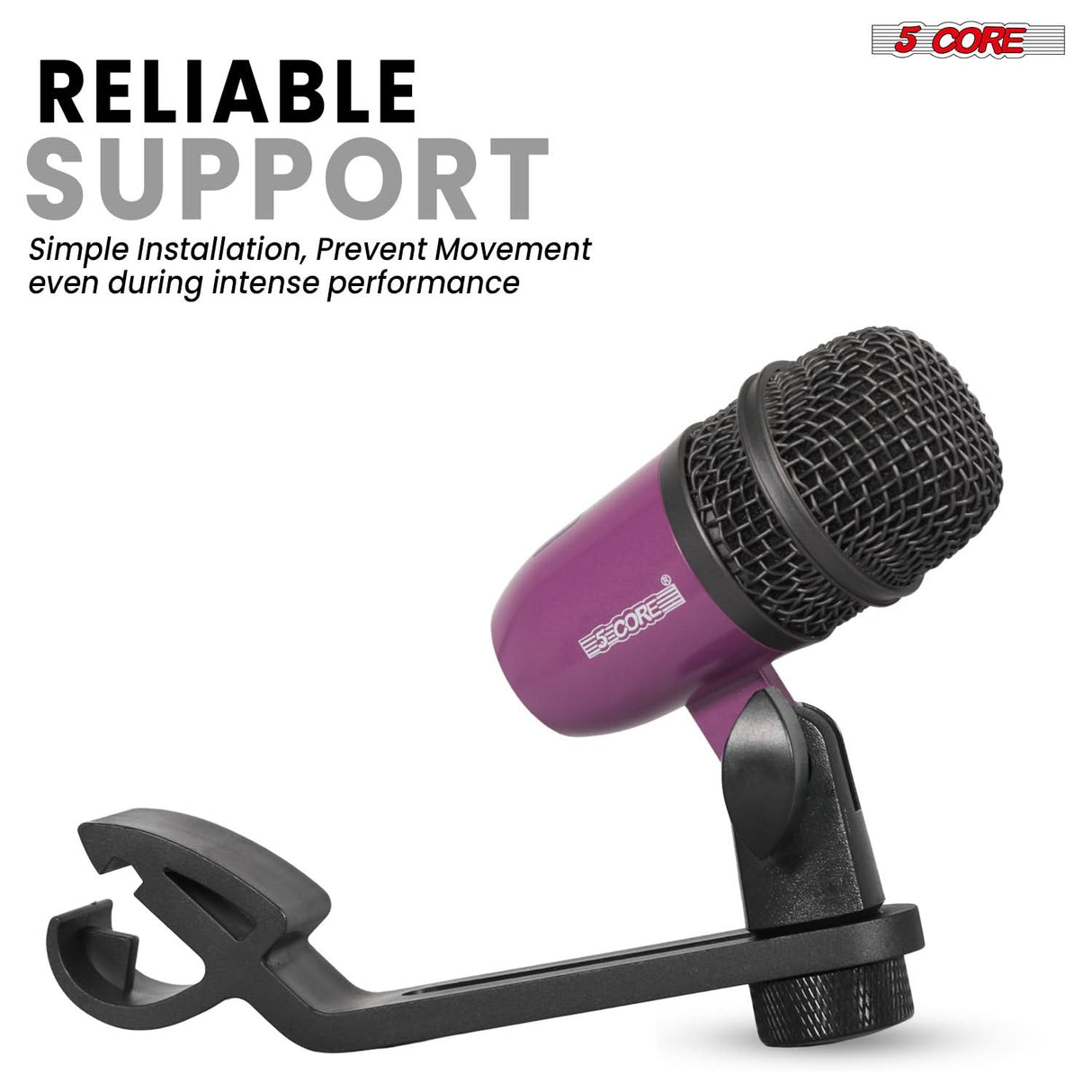 5 Core Drum Microphone Kit 9Pc All Metal Drummer Mics Tom/Snare & Cymbals Wired Instrument Drums Set