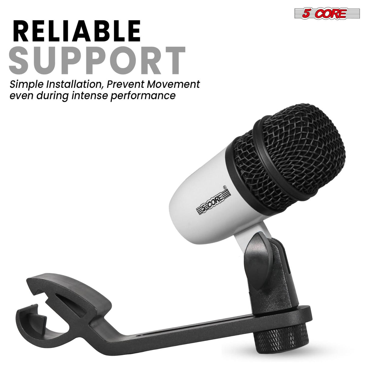 5 Core Drum Microphone Kit 9Pc All Metal Drummer Mics Tom/Snare & Cymbals Wired Instrument Drums Set