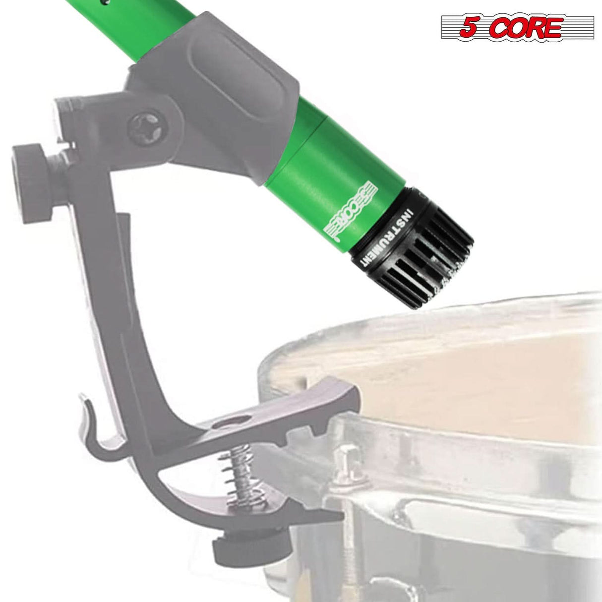 5 Core Drum Microphone Kit 9Pc All Metal Drummer Mics Tom/Snare & Cymbals Wired Instrument Drums Set