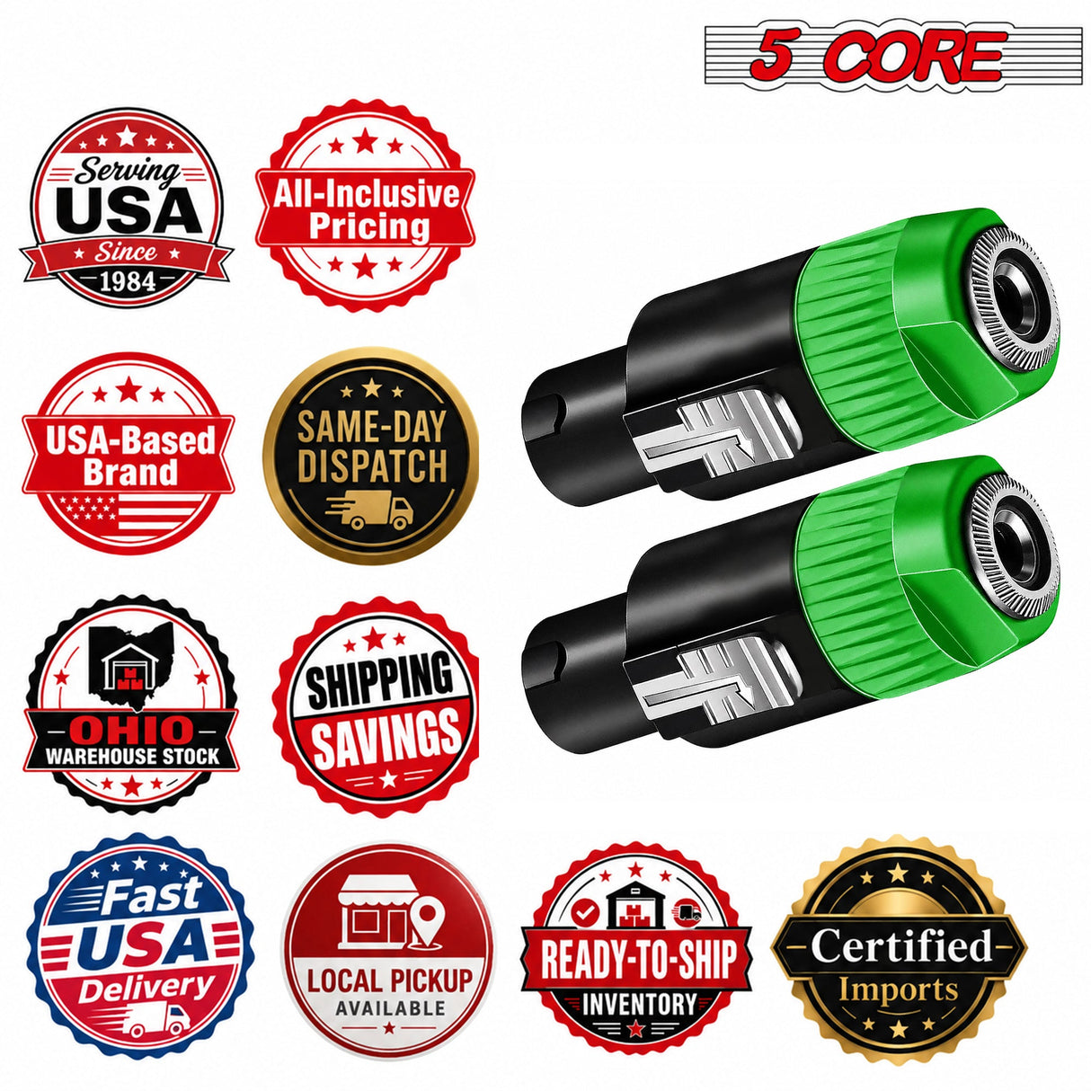 5 Core Speakon Adapter High Quality Audio Jack Male Audio Pin Speaker Adapter Connector
