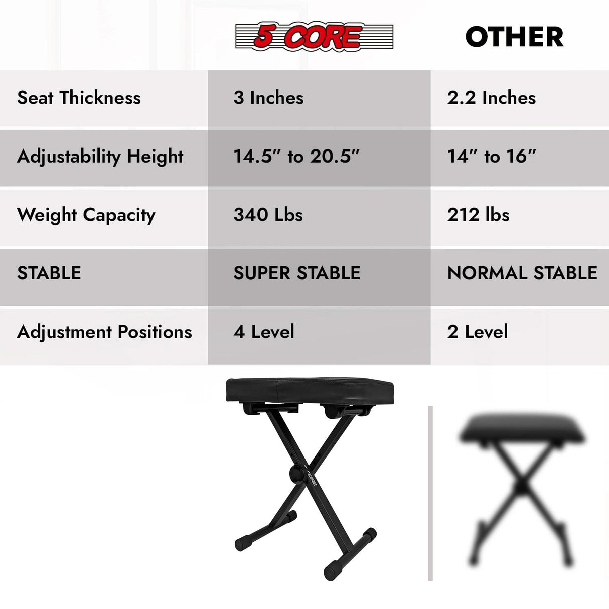 5 Core adjustable guitar bench stage performance view