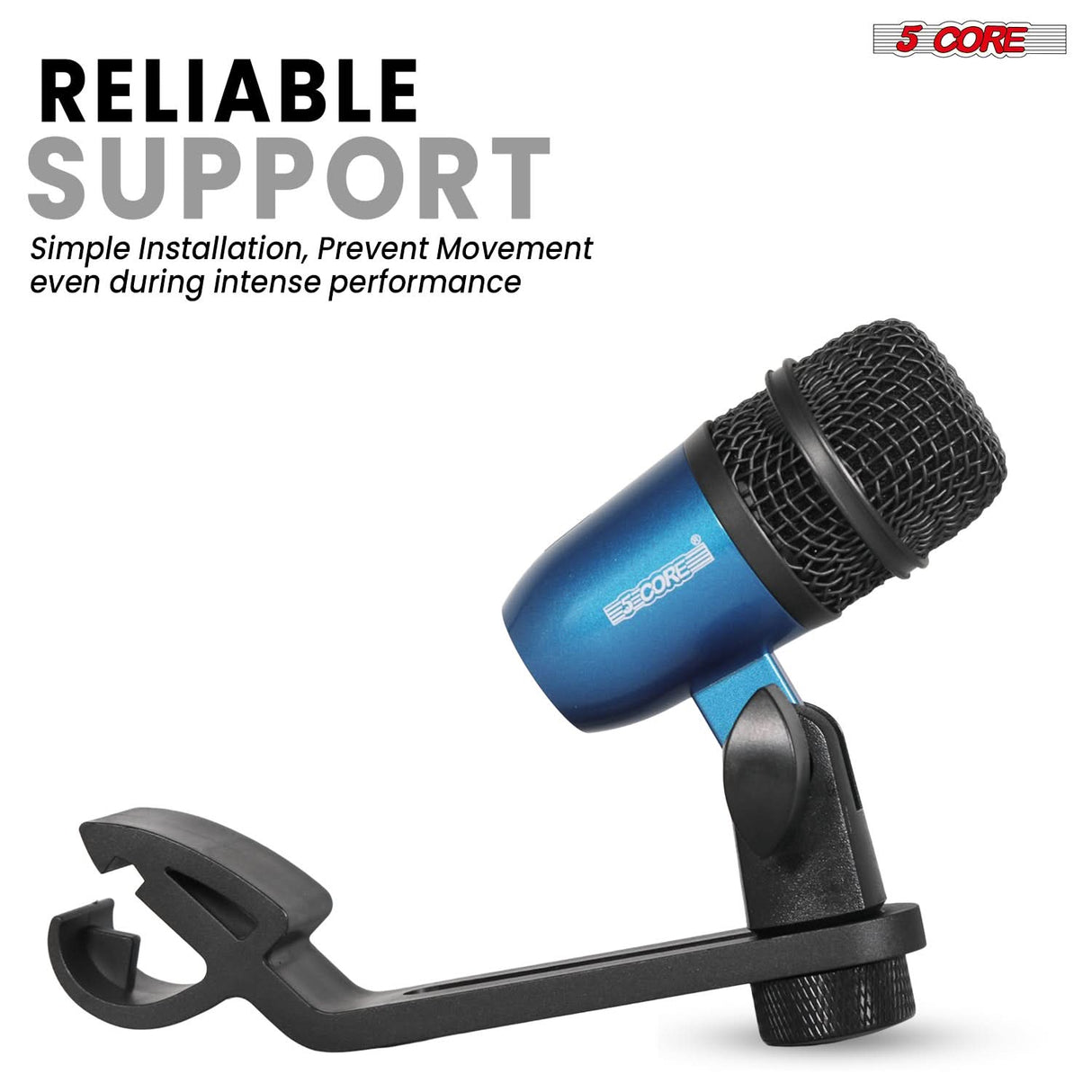 5 Core Drum Microphone Kit 9Pc All Metal Drummer Mics Tom/Snare & Cymbals Wired Instrument Drums Set