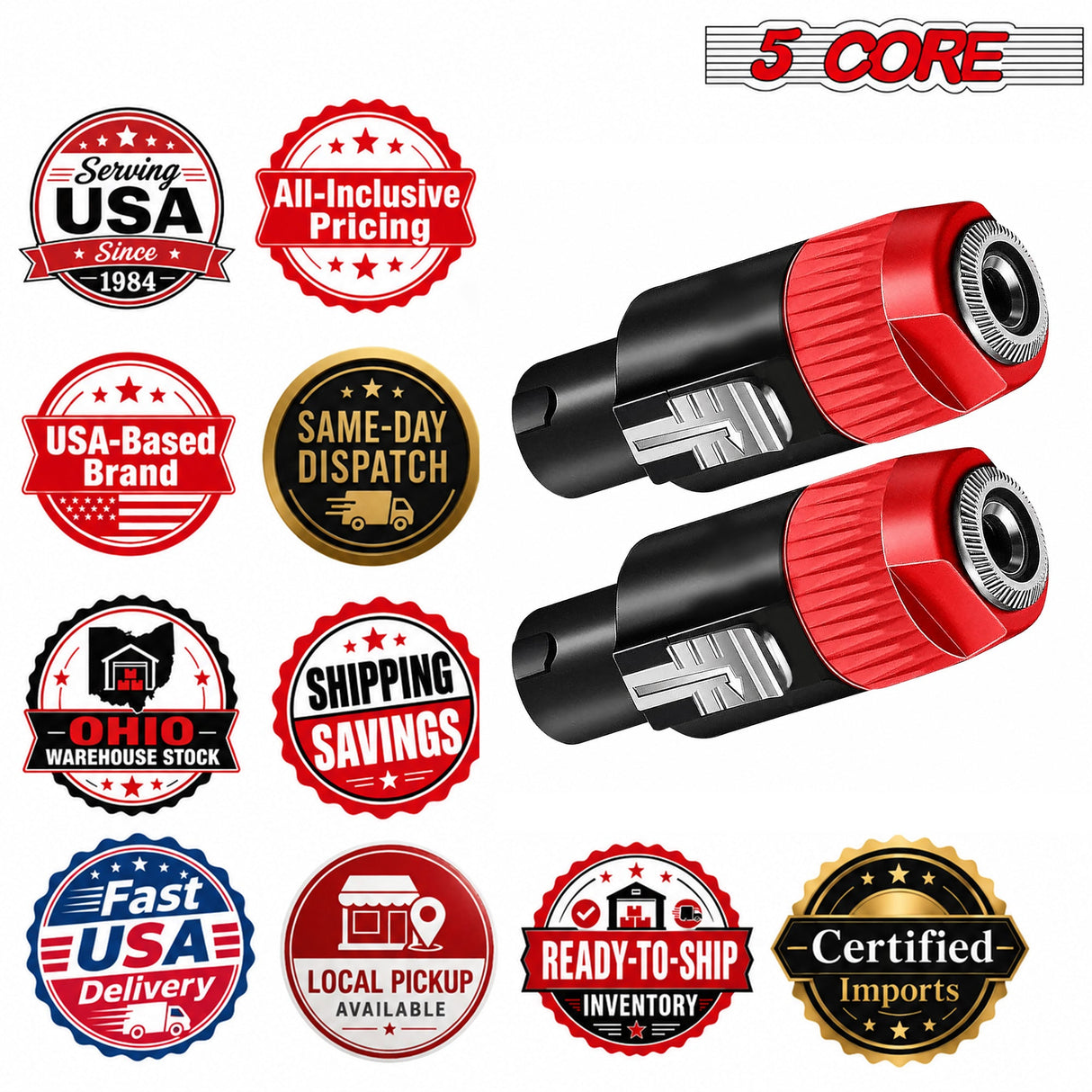 5 Core Speakon Adapter High Quality Audio Jack Male Audio Pin Speaker Adapter Connector