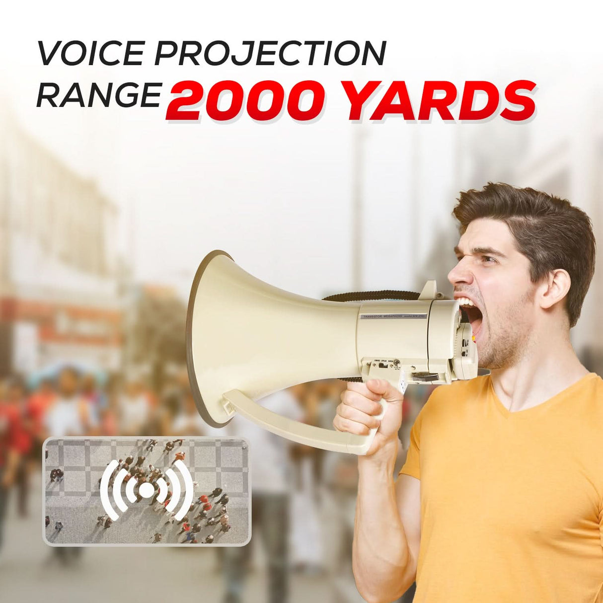 5 Core Megaphone 100W Bull Horn Professional PA Speaker w 2000 Yards Range Loud Siren Voice Amp