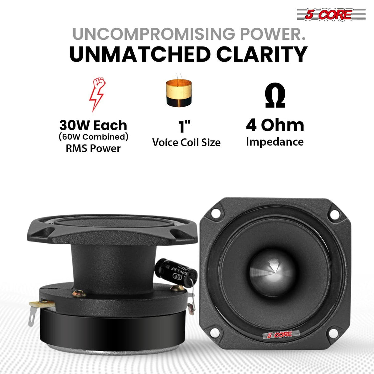 5Core Tweeters Speakers Car Audio Pair 600W Peak 3.5 Inch Super Tweeter Bullet