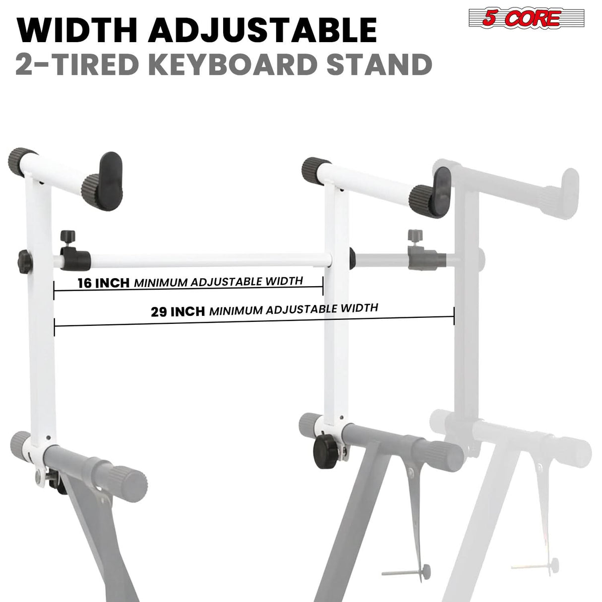 5 Core Keyboard Stand Adapter 2 Tier Adjustable Second Extension Add On for Digital Piano Stands