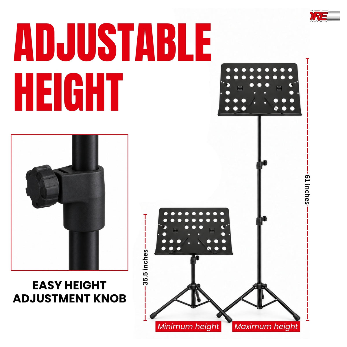 5Core Music Stand Height Adjustable Desktop Book Stands w Mic Mobile Holder