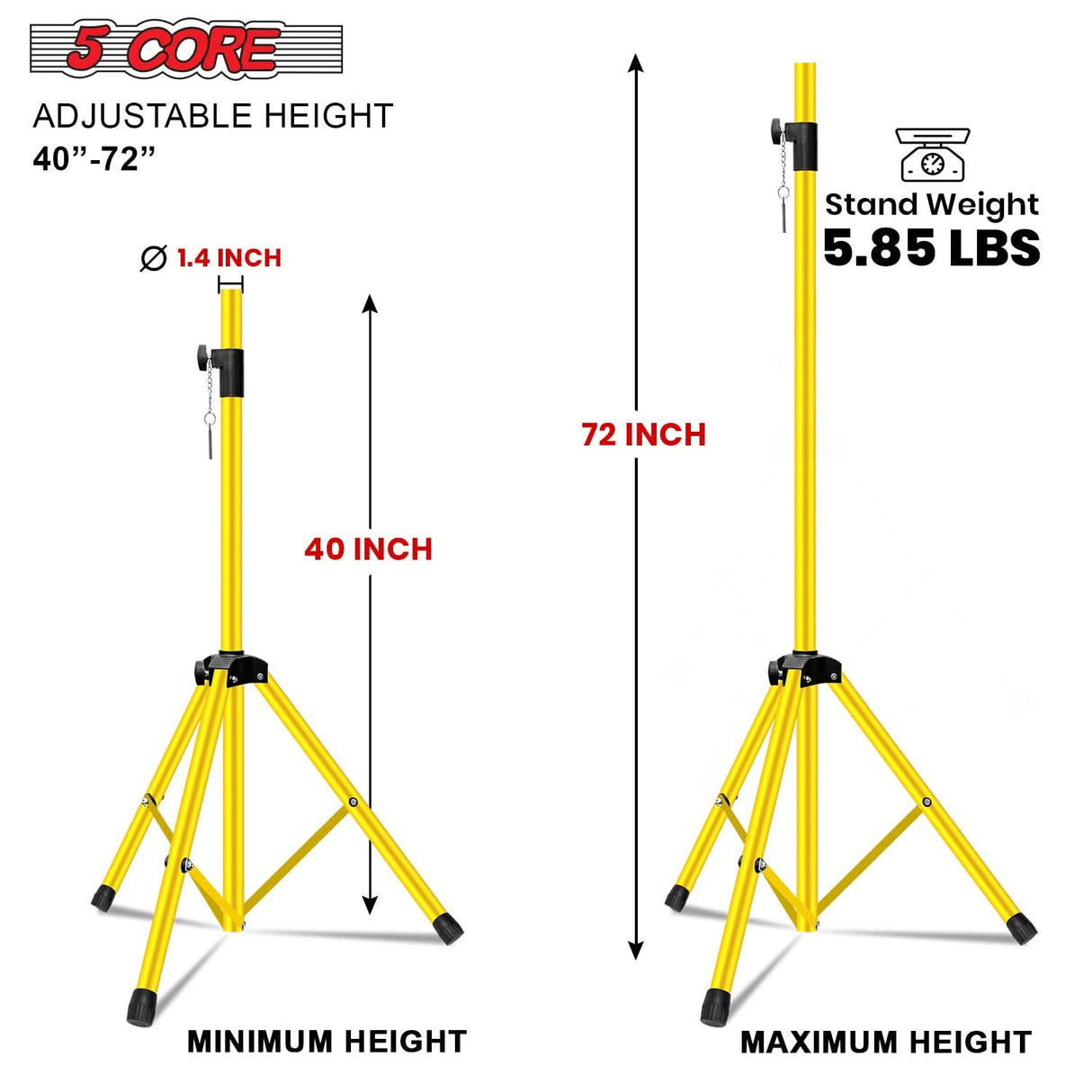 5 Core Speaker Stand Pair Adjustable Heavy Duty PA DJ Tripod Studio Monitor Stands w 35mm Insert