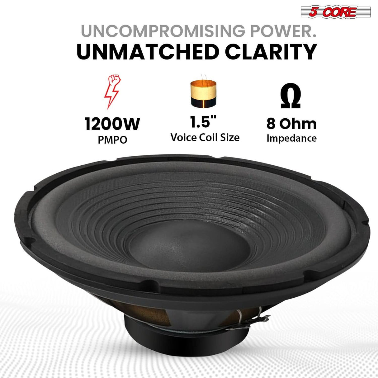 5 Core 12" Subwoofer 120W Car Audio Sub Woofer 8 Ohm Deep Bass Replacement Component Loud Speaker