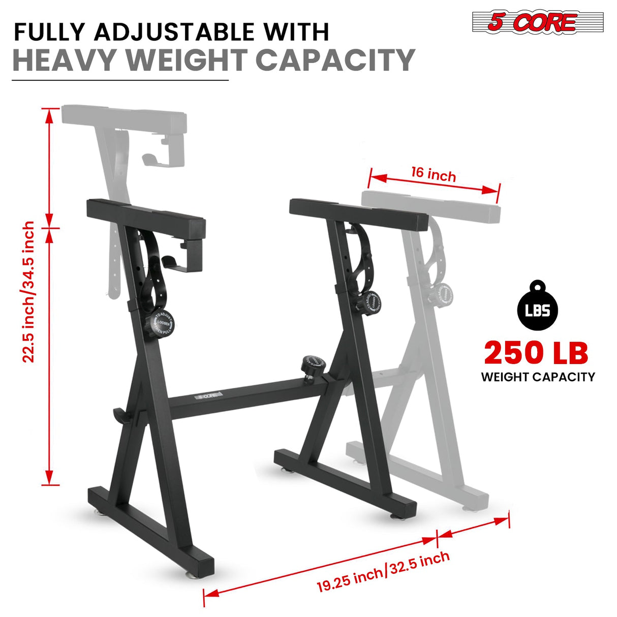 5Core Keyboard Stand Piano Riser Z Style Adjustable Height Width Music Stands for 54 - 88 Key Boards