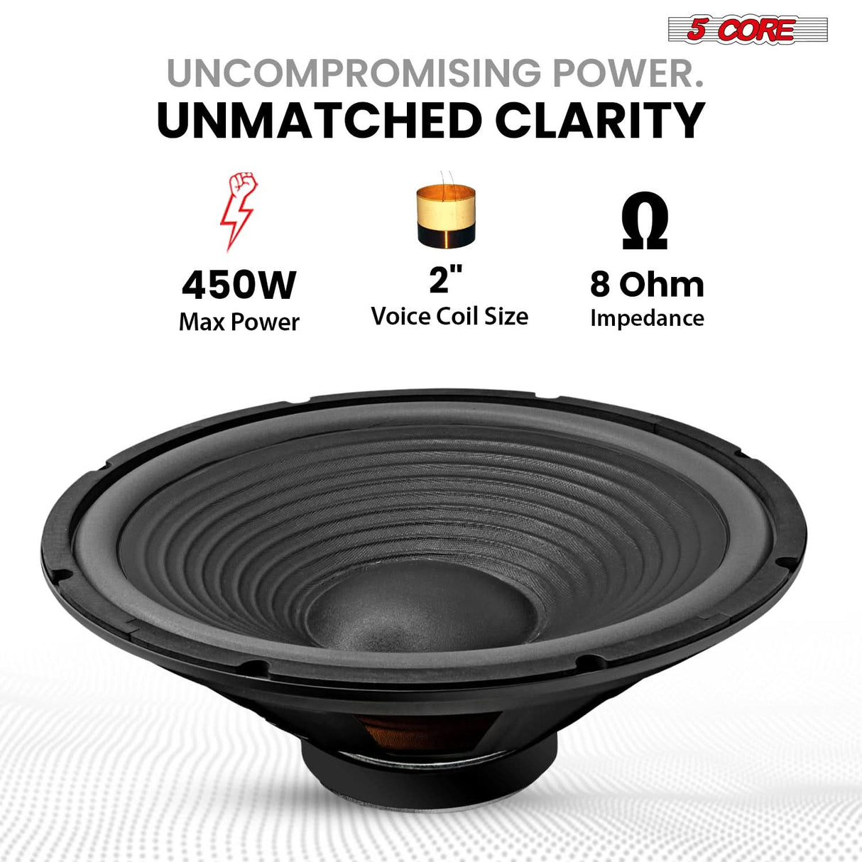 5 Core 15" Guitar Speaker 2Pc Replacement 2000W 8 Ohm Low Distortion for Electric Guitar Amp Cabinet