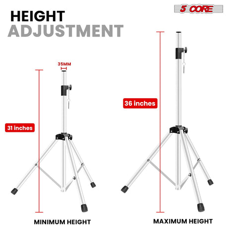 5 Core Speaker Stand Adjustable 31 to 36" PA DJ Tripod Stands Heavy Duty w 35mm Insert 132 Lbs