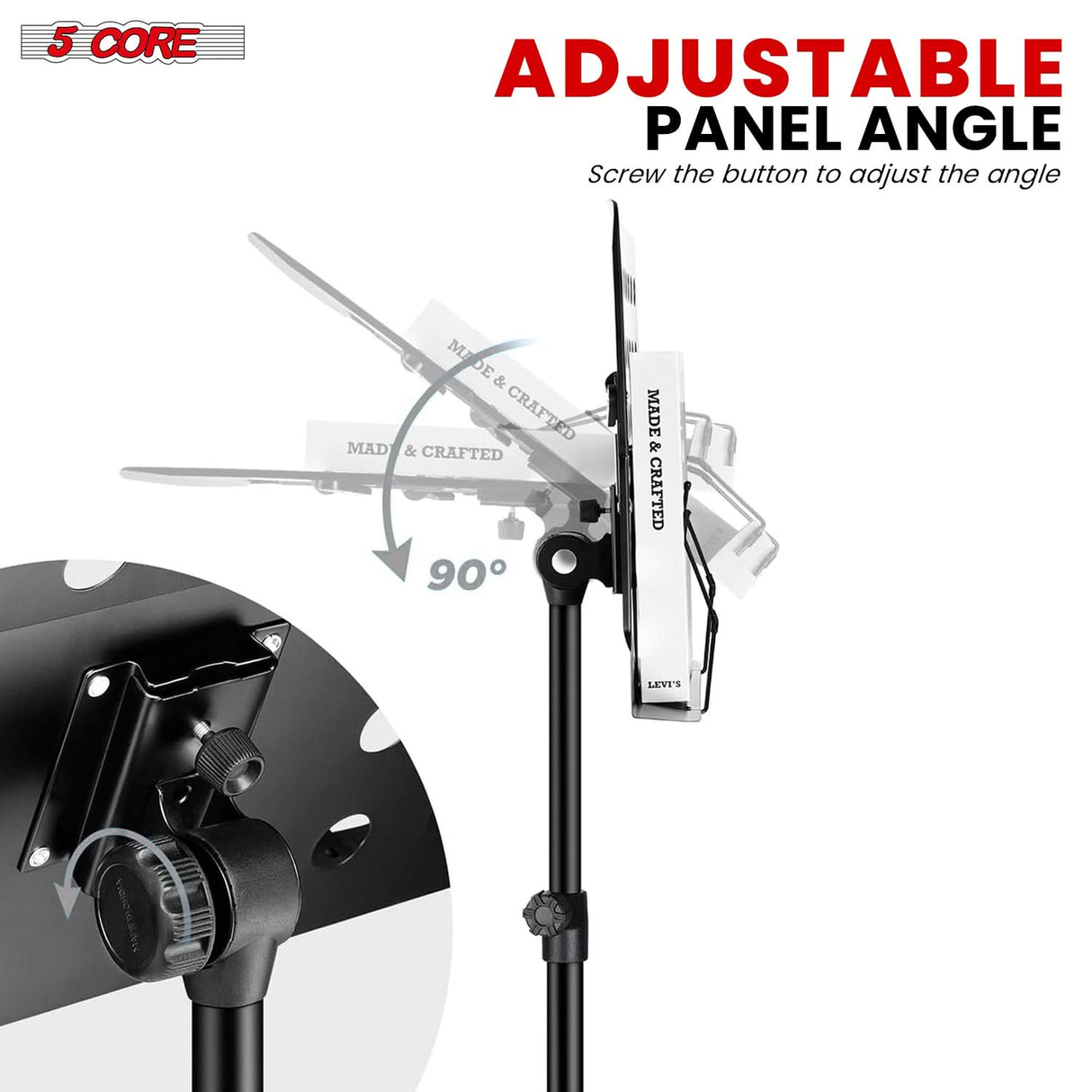 5 Core Music Stand Adjustable Desktop Book Stands Portable Sheet Holder All Metal Foldable Bookstand