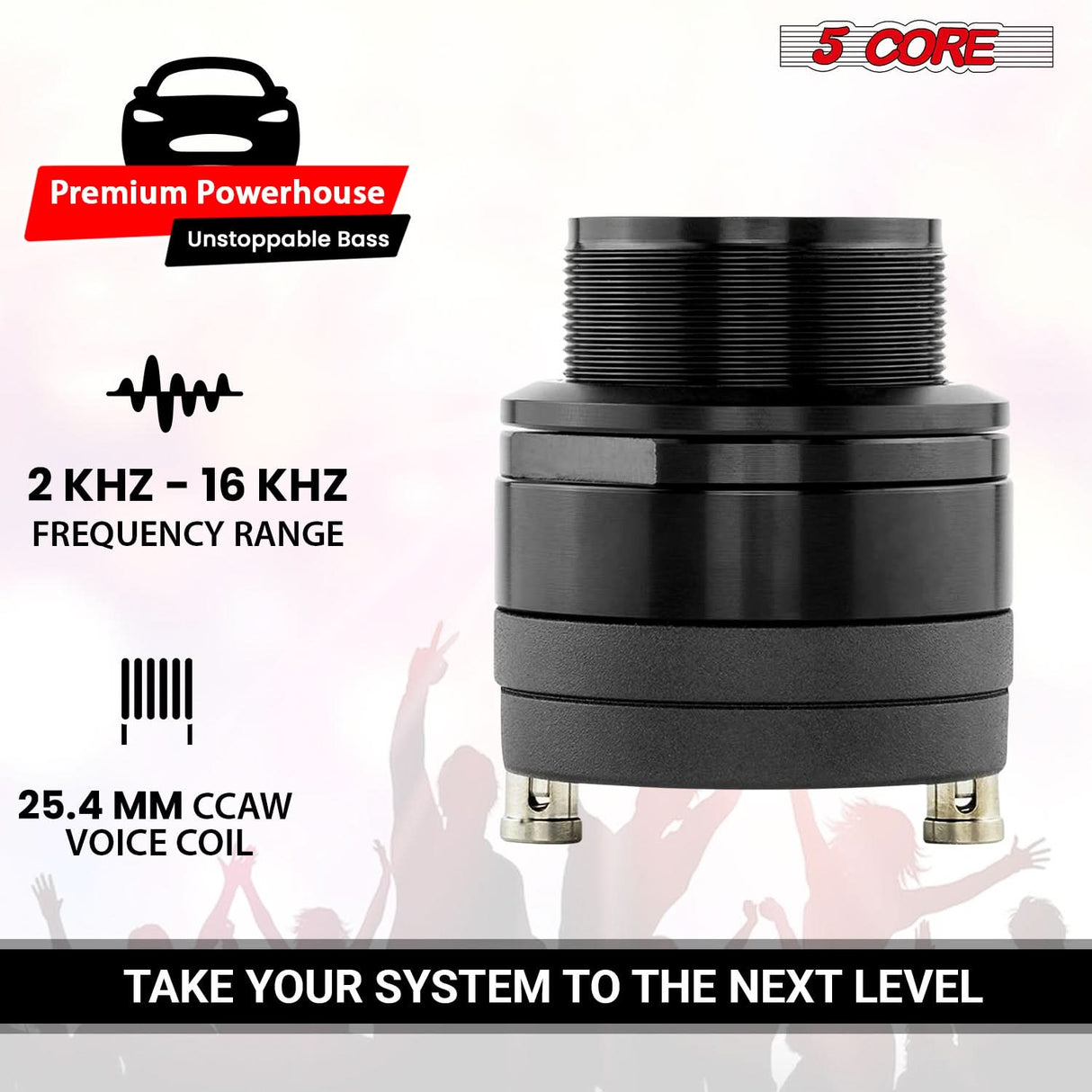 5 Core Super Tweeter 1" 200W Max 4Ohm Neodymium Magnet Titanium Bullet Speaker Horn