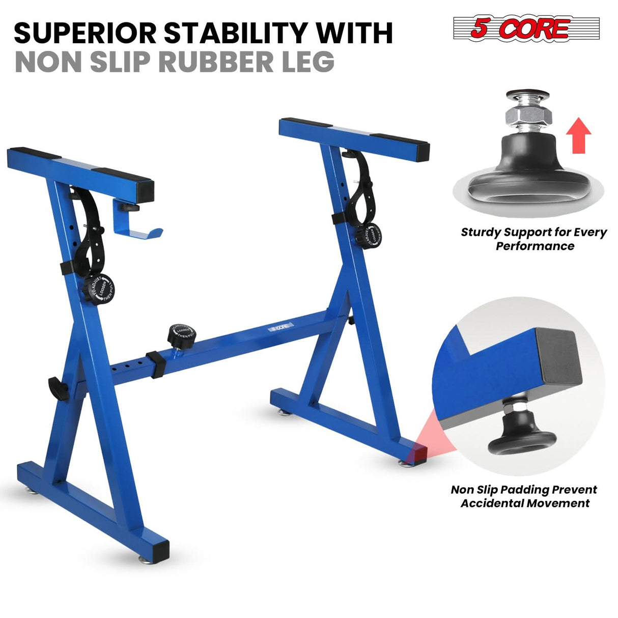 5Core Keyboard Stand Adjustable Height 34.5" Width 32.5” Z Style Electric Piano Riser 250Lb Capacity