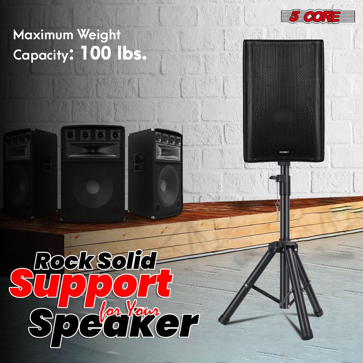 5 Core Speaker Stand Height Adjustable 36" Heavy Duty PA DJ Tripod Studio Monitor Stands