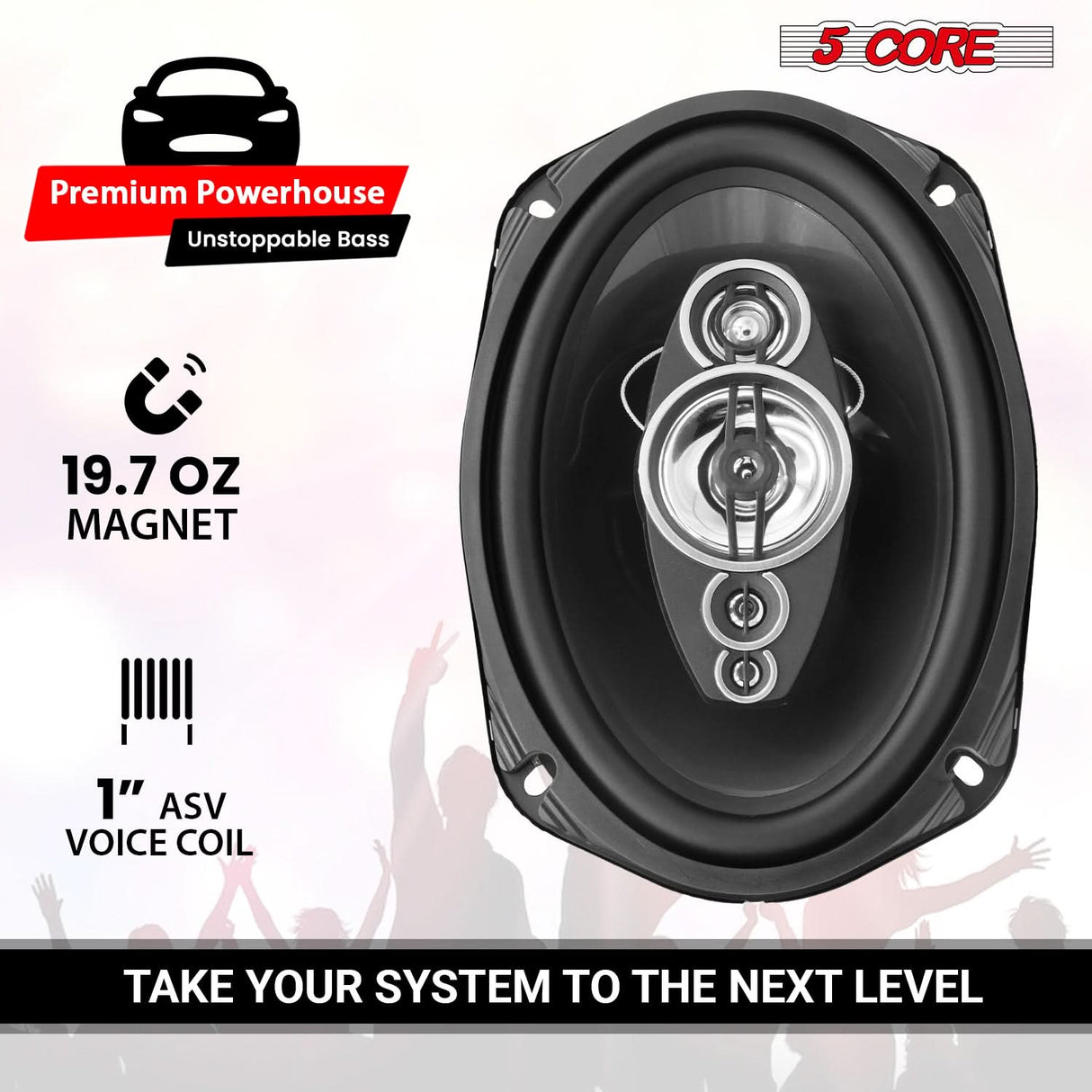 5Core 6x9 Car Speaker 800W 4Pcs 4Ohm 4 Way Coaxial Speaker Audio w Super Tweeter Universal Fit