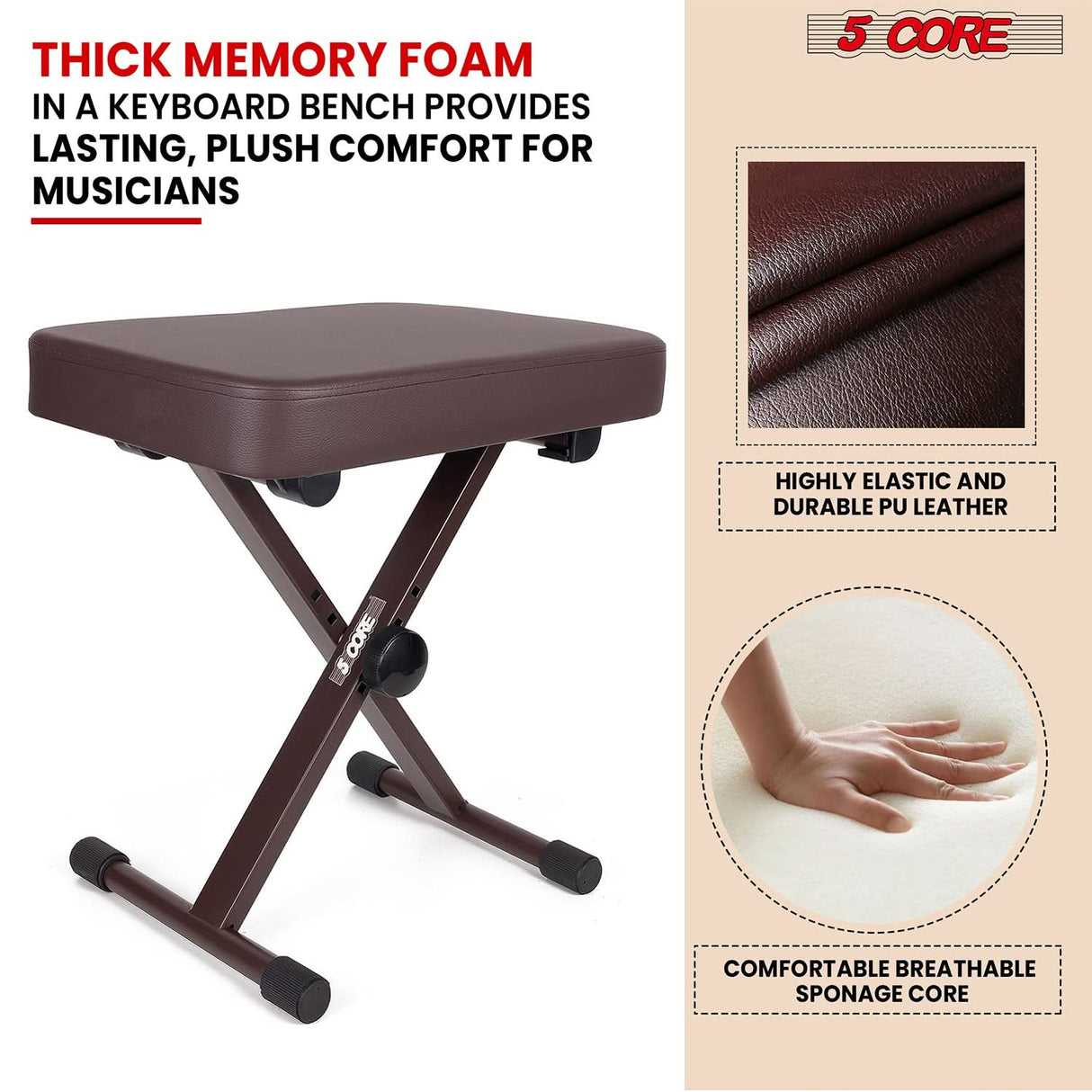 5 Core adjustable piano stool height mechanism close view