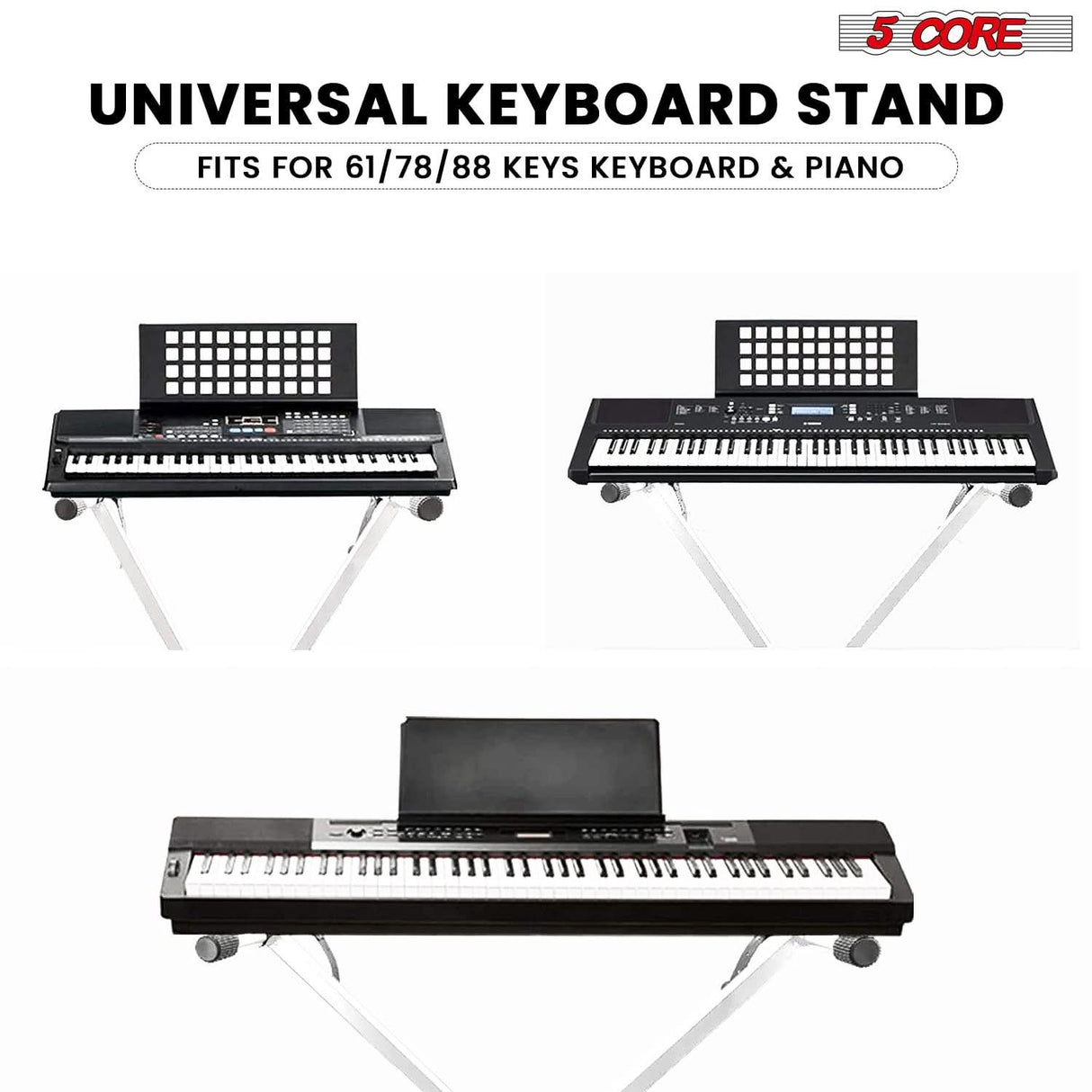 5Core white keyboard stand single X frame for digital pianos