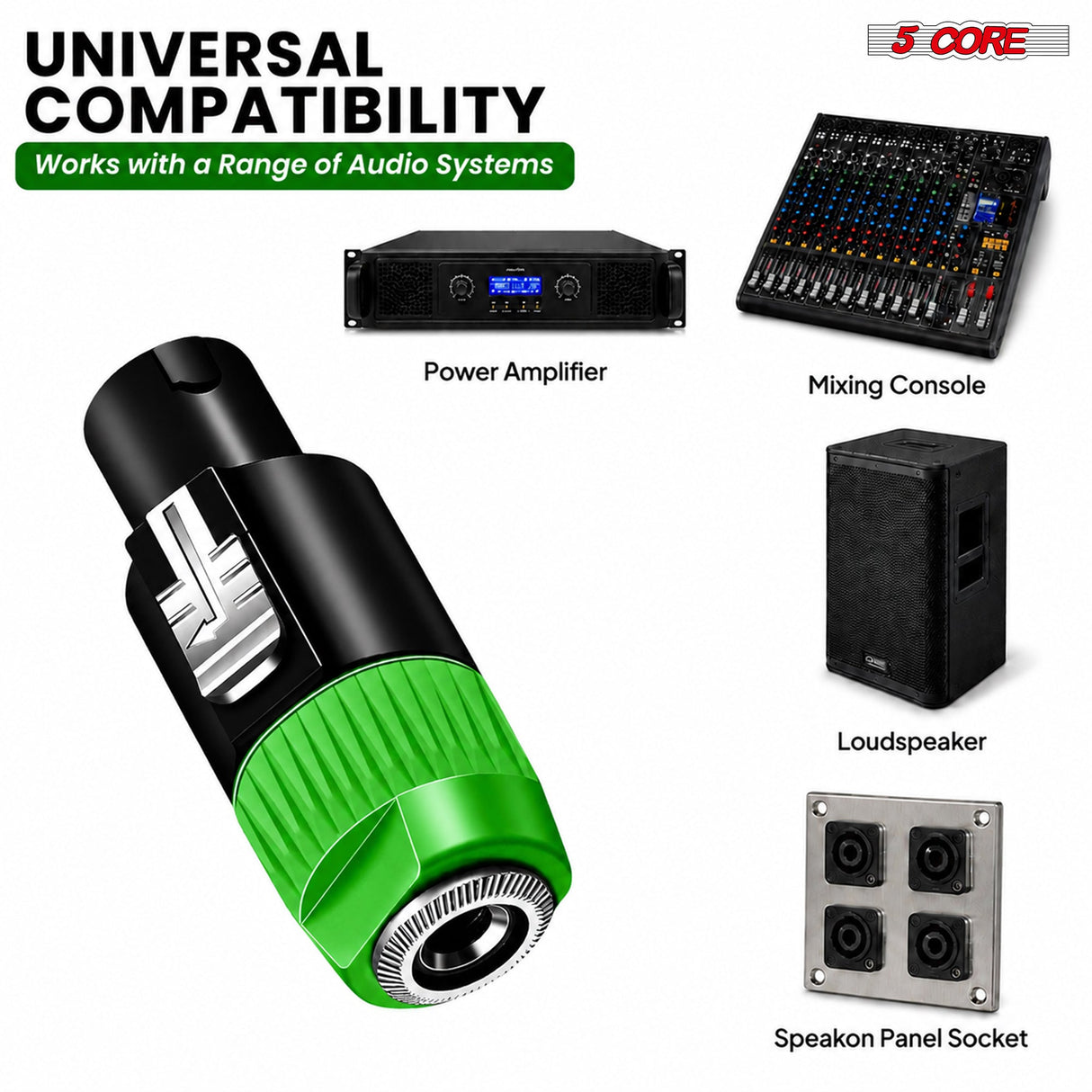 5 Core Speakon Adapter High Quality Audio Jack Male Audio Pin Speaker Adapter Connector
