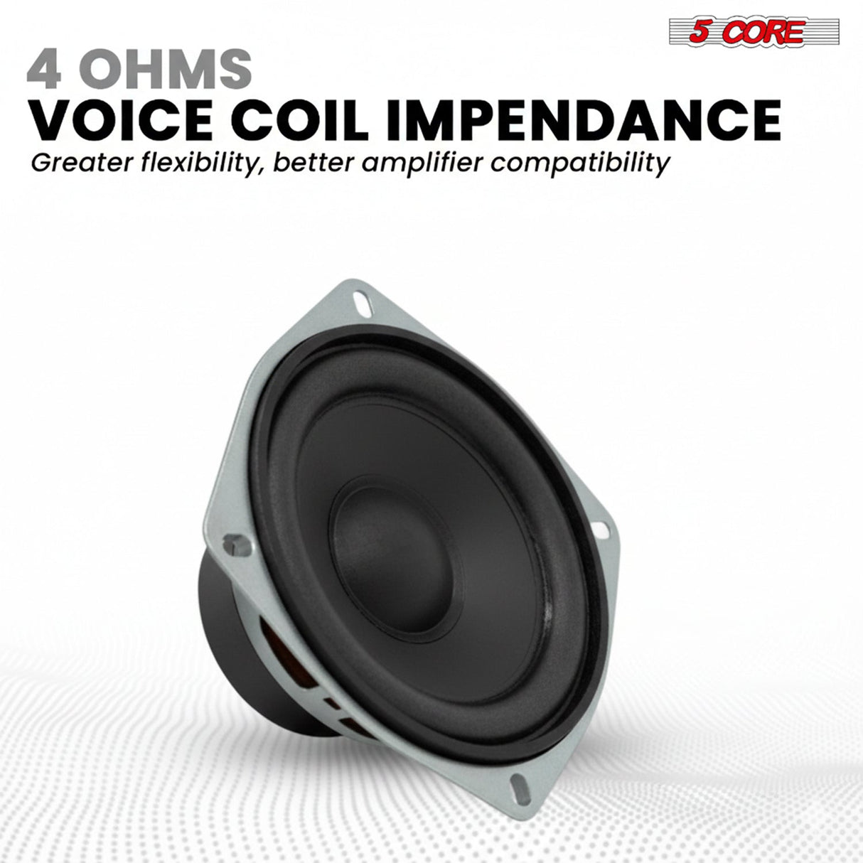5 Core 4 Inch Subwoofer Pair 200W Car Audio Sub Woofer 4 Ohm Deep Bass Replacement Loud Speaker