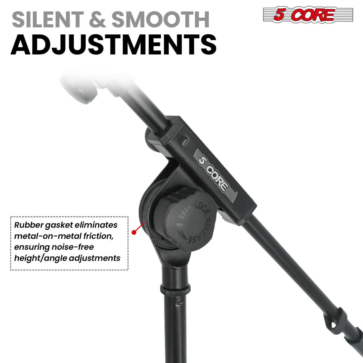 5 Core Mic Stand 2Pcs Adjustable 82" Microphone Stands Floor w 180° Telescoping Metal Boom Arm