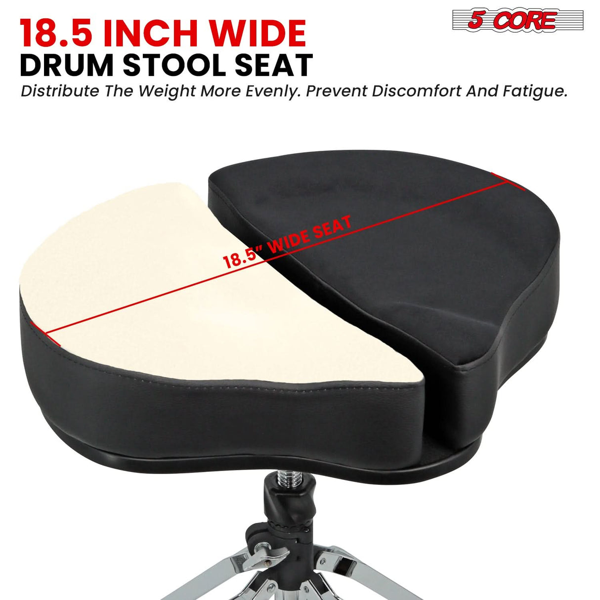 5 Core Drum Throne 5" Padded Split Spine Support 4 Legged 441Lb Capacity Drummer Stool