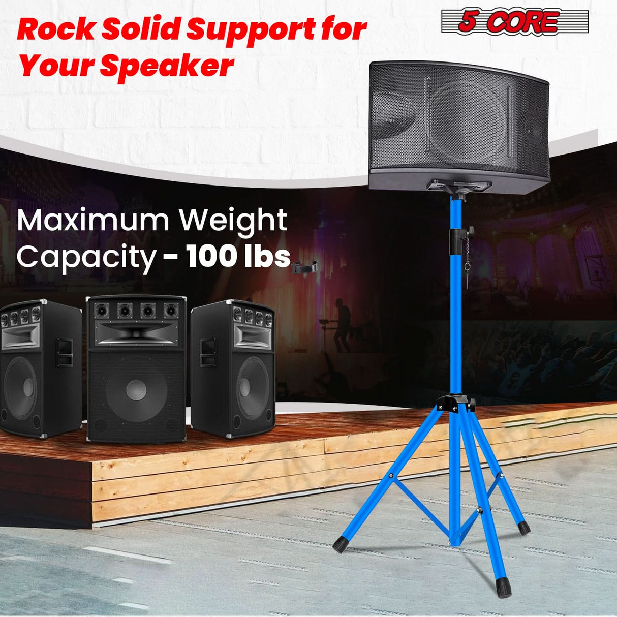 5 Core Speaker Stand Pair Height Adjustable PA DJ Tripod Studio Monitor Stands w 35mm Insert