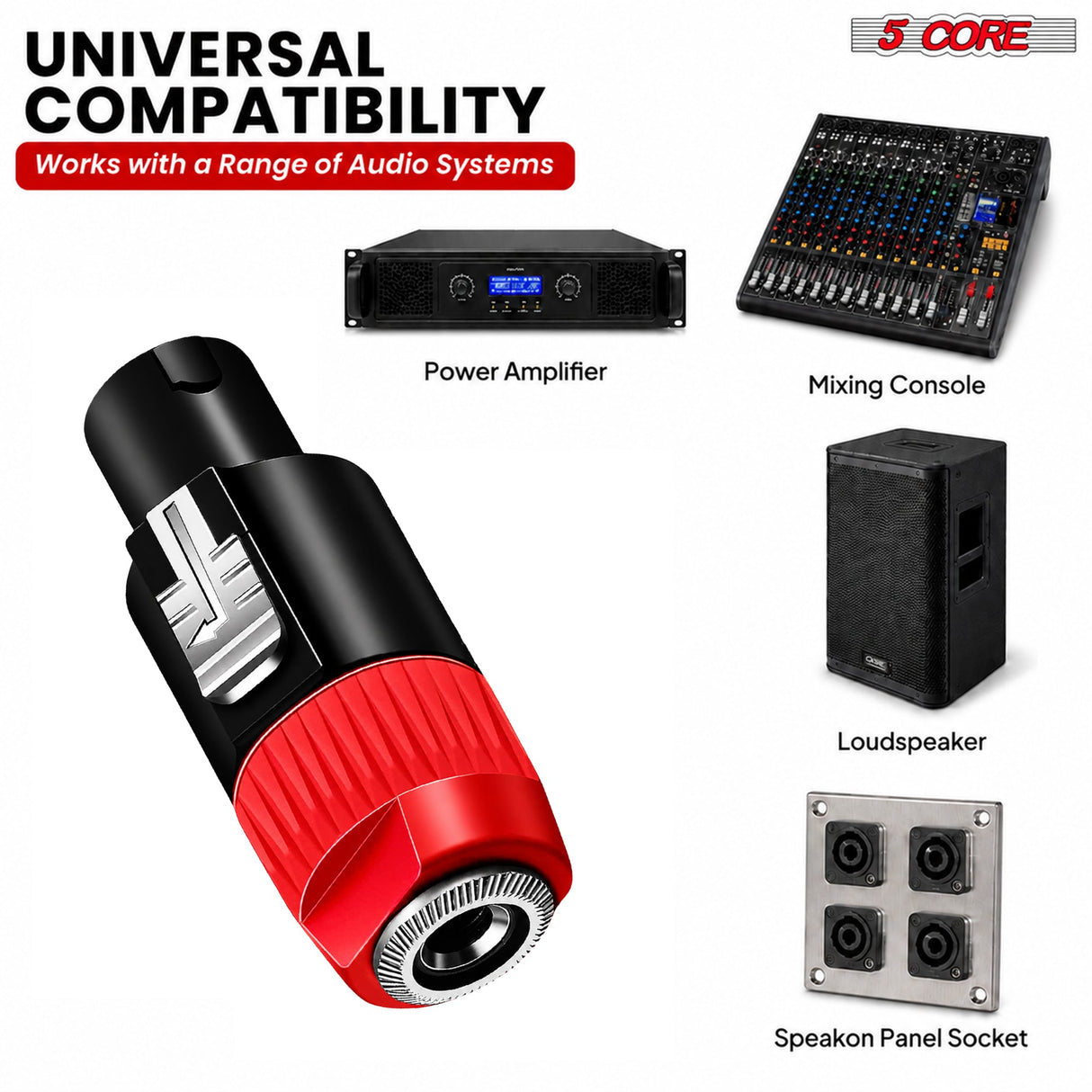 5 Core Speakon Adapter High Quality Audio Jack Male Audio Pin Speaker Adapter Connector