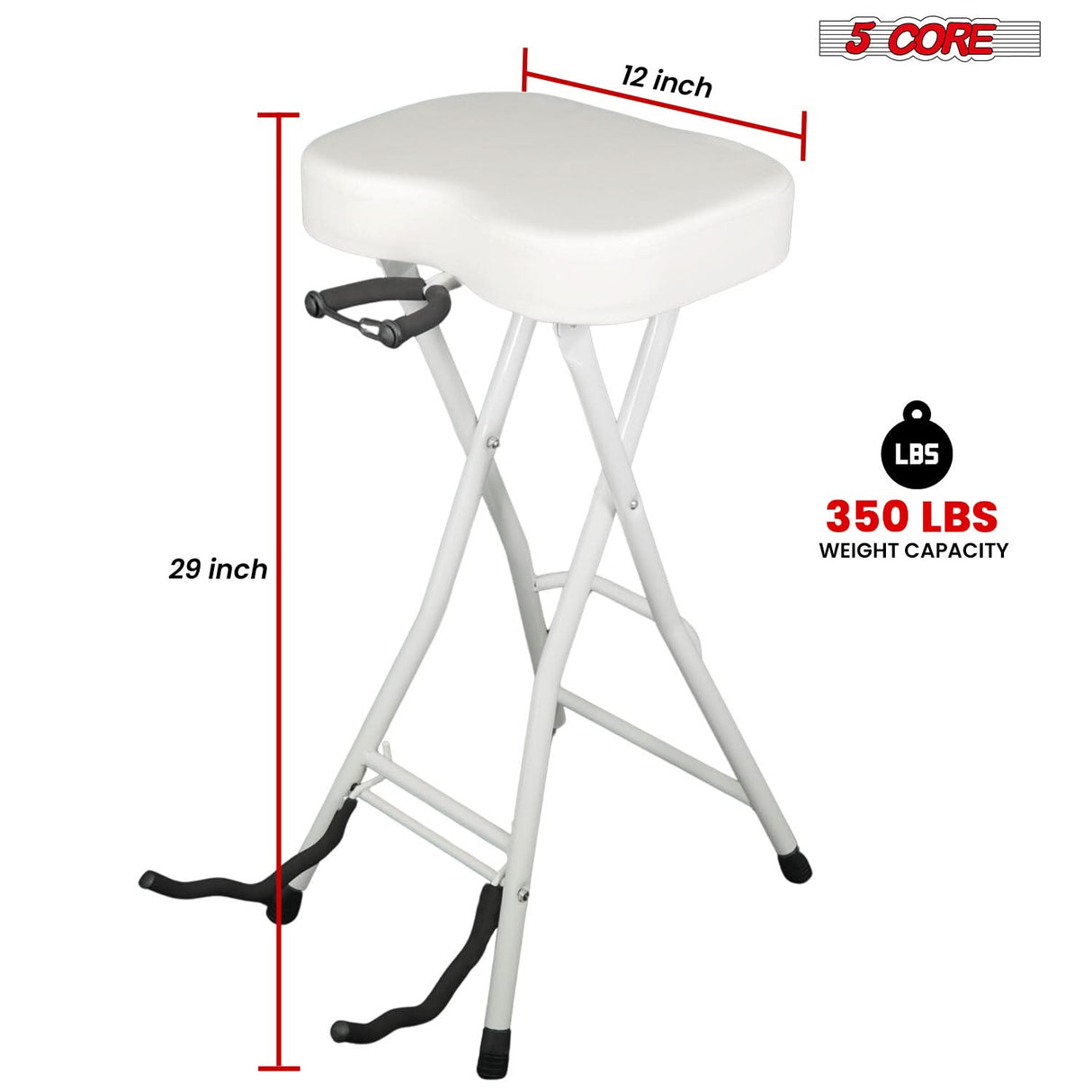 5Core Guitar Stool 3.15" Padded Chair Foldable Heavy Duty Music Seat Built in Foot Rest Guitar Stand