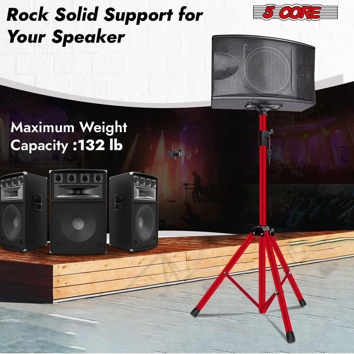 5 Core Speaker Stand Tripod Heavy Duty Adjustable 72" Universal Mount for PA DJ Studio w Bag