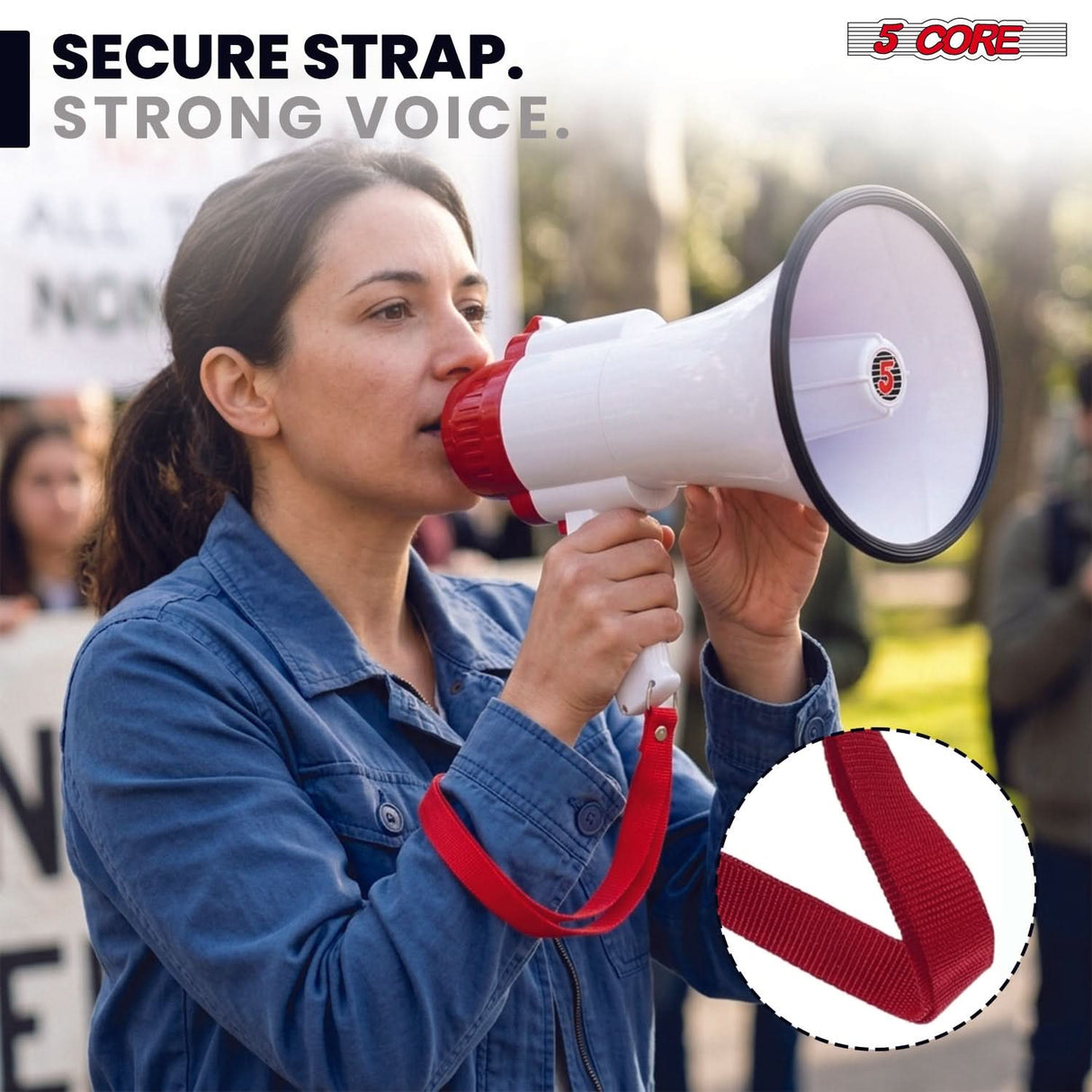 5 Core Megaphone 30W Bull Horn PA Speaker w 800 Yards Range Loud Siren Voice Amp