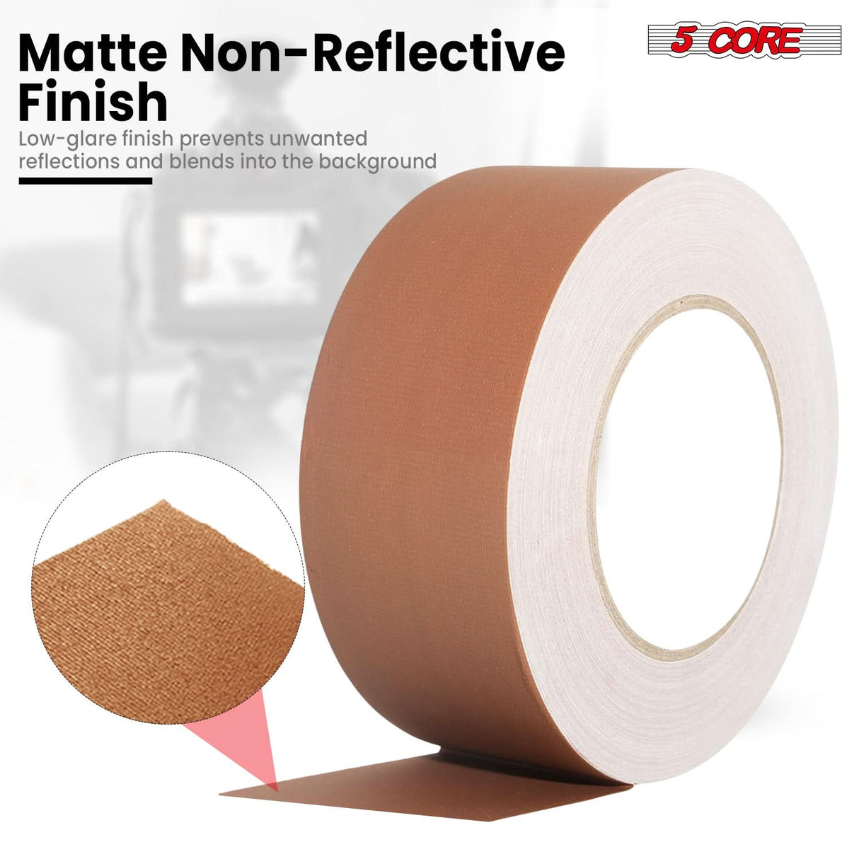 5 Core Gaffers Tape 2 Inch 30 Yards Professional Brown Pro Gaff Tape Non Reflective Water Resistant