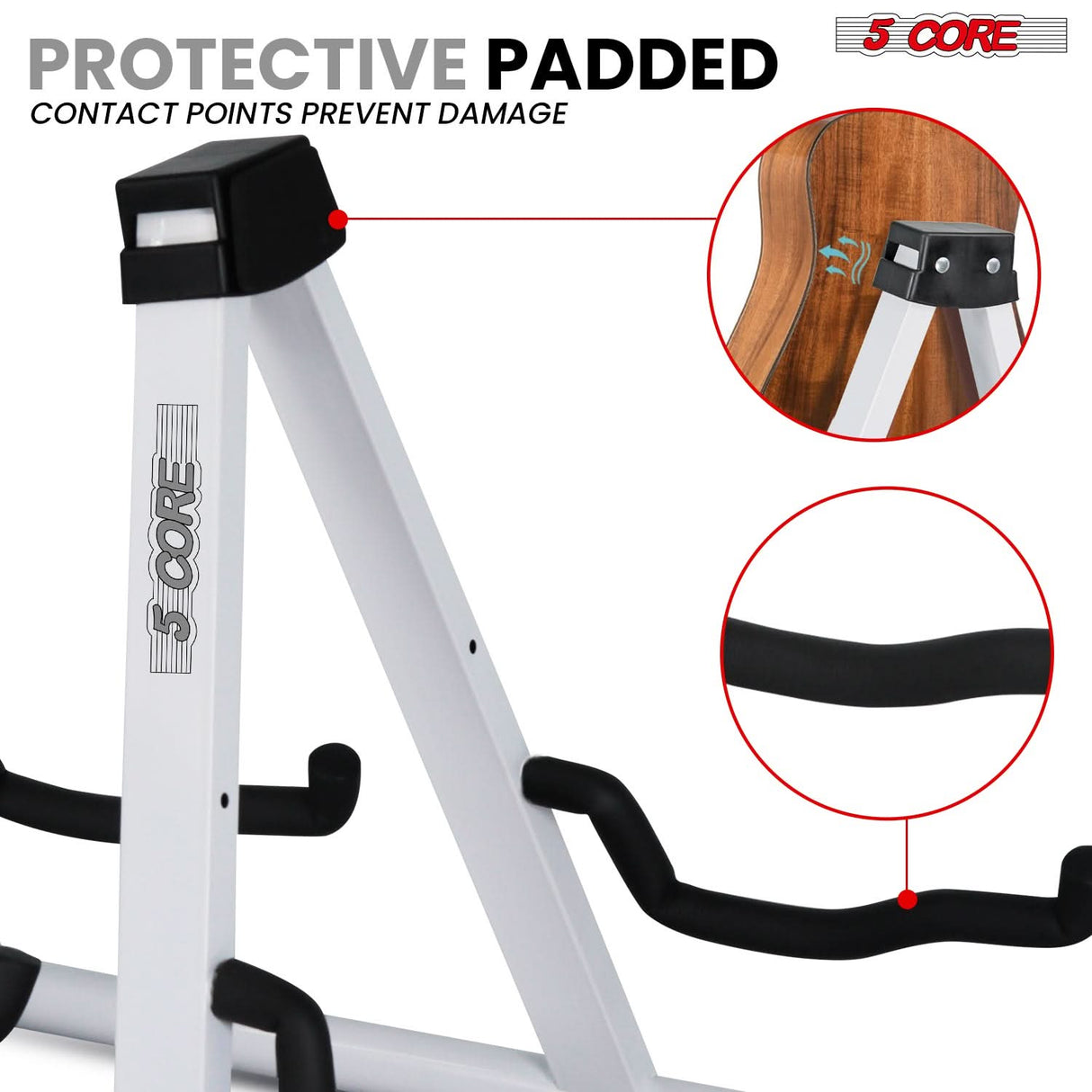 5 Core Double Guitar Stand A Frame Shape w Foam Arms Supports Acoustic Electric Bass Ukulele Banjo