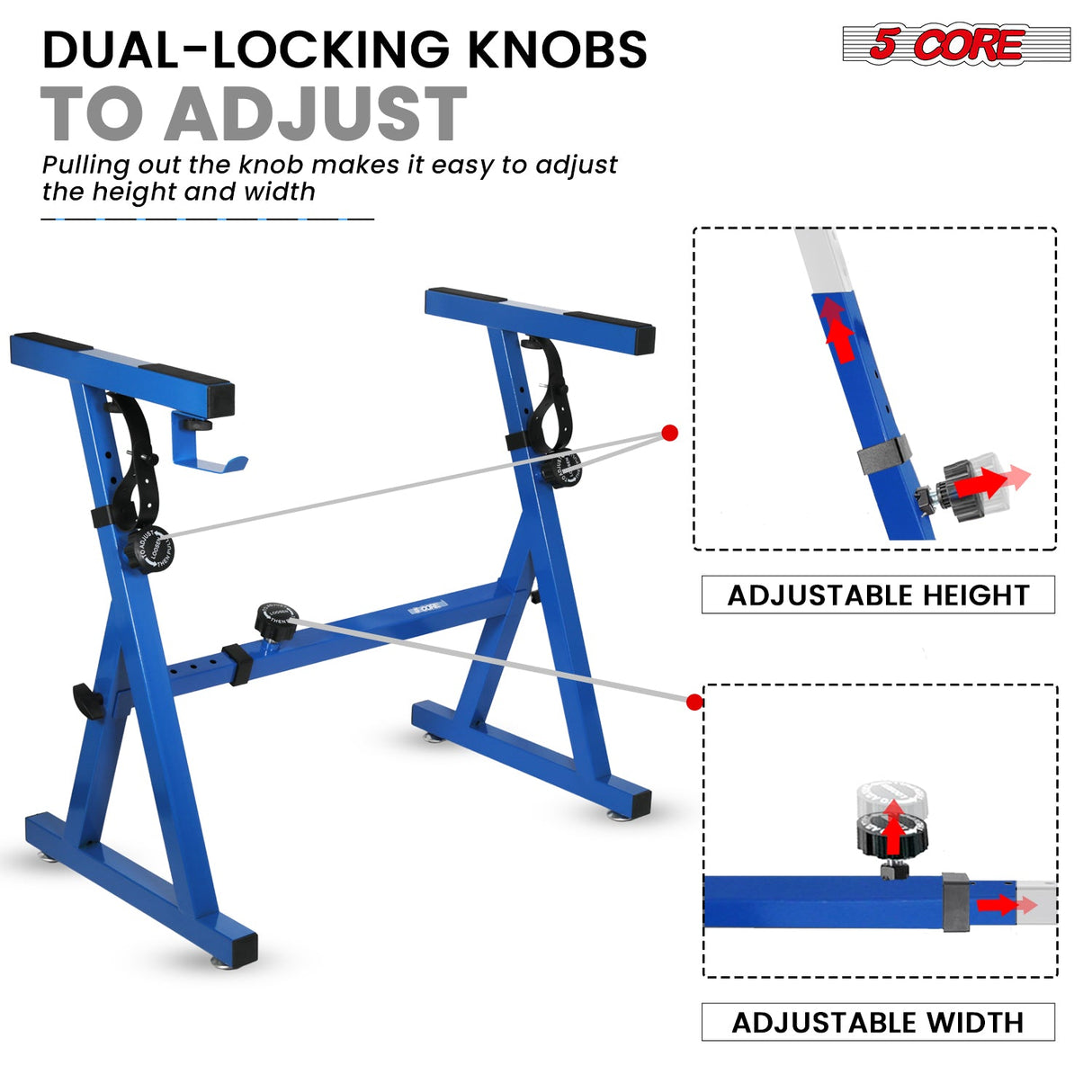 5Core Keyboard Stand Piano Riser Z Style Adjustable Height Width Music Stands for 54 - 88 Key Boards