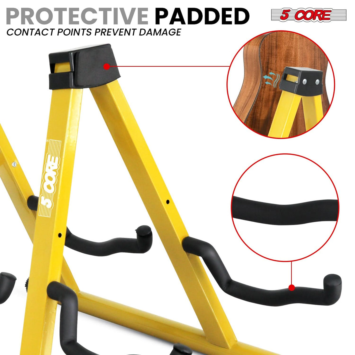 5 Core Double Guitar Stand A Frame Shape w Foam Arms Supports Acoustic Electric Bass Ukulele Banjo