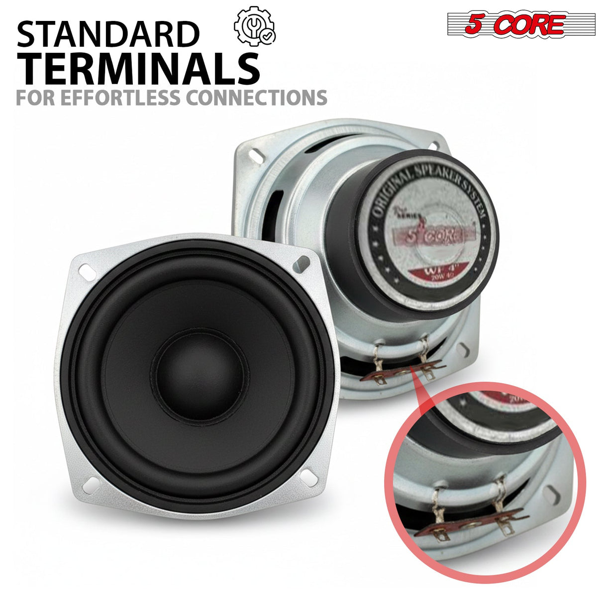 5 Core 4 Inch Subwoofer Pair 200W Car Audio Sub Woofer 4 Ohm Deep Bass Replacement Loud Speaker