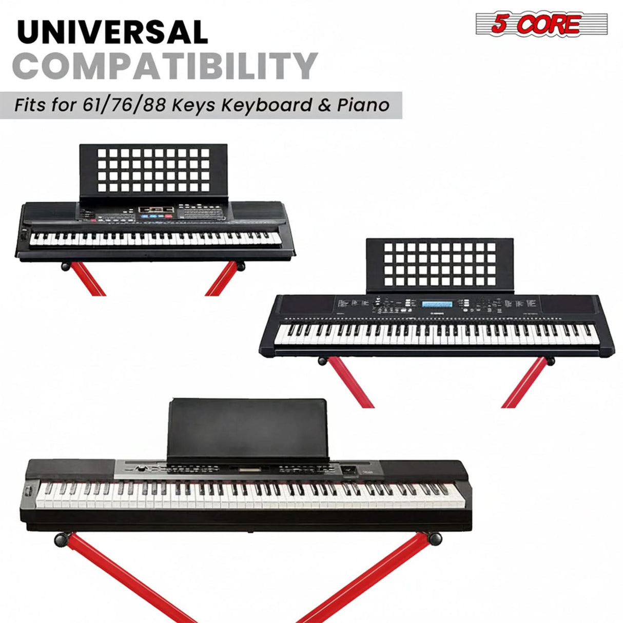 5 Core Keyboard Stand Dual X Shape Adjustable Foldable Portable Key Board DJ Controller Stands