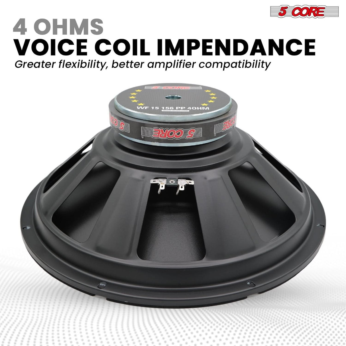 5 Core 15 Inch Woofer 500W Car Subwoofer 4Ohm Replacement Deep Sub w Poly Cone