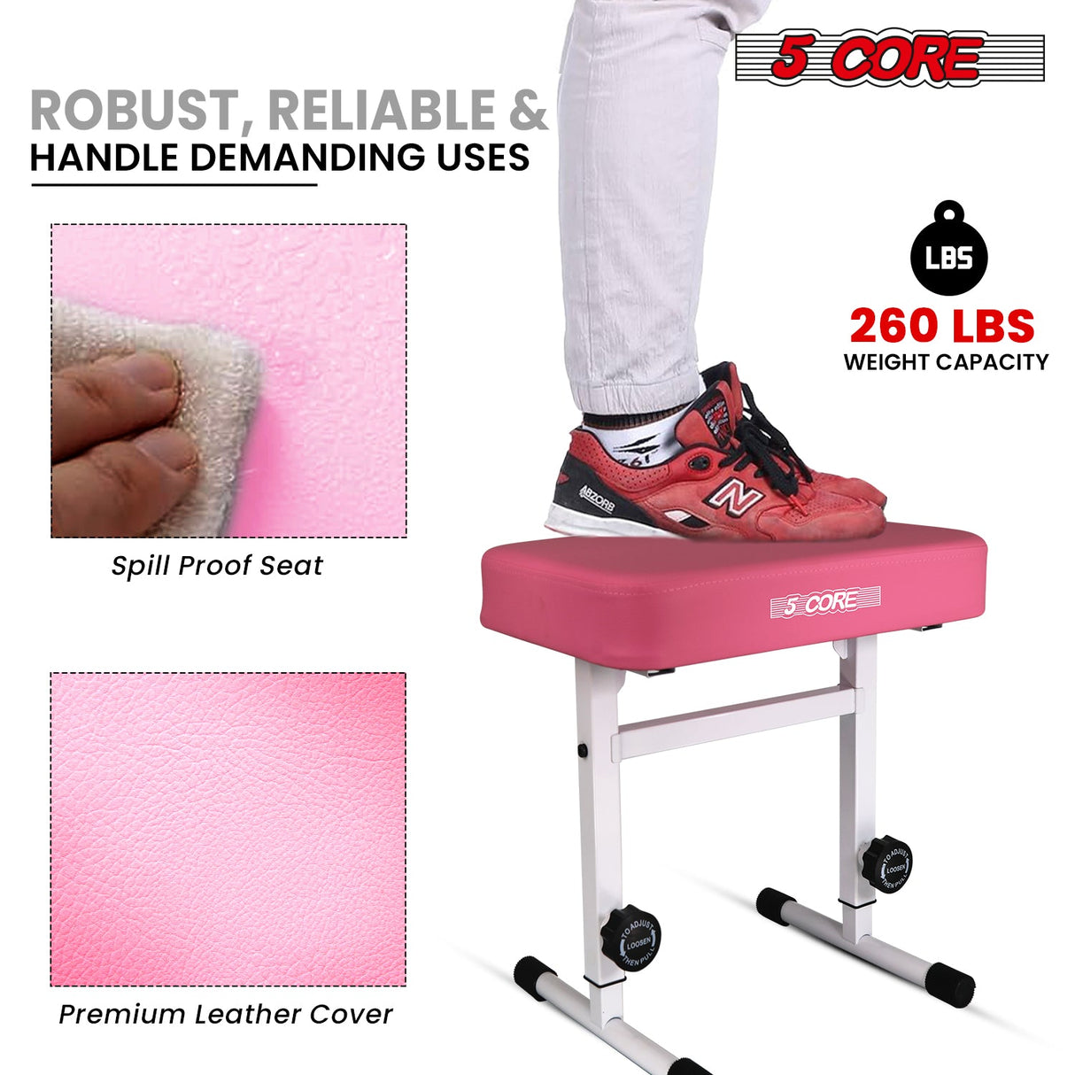 5 Core Keyboard Bench 3" Padded Cushioned Piano Stool Height Adjustable Guitar Seat Folding Portable