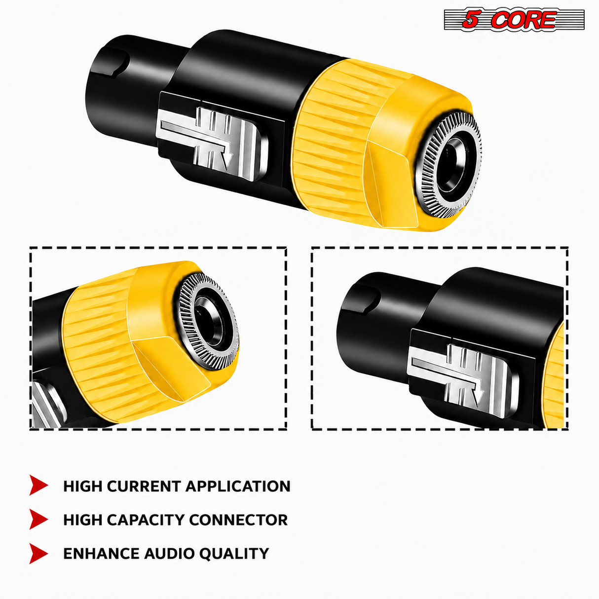 5 Core Speakon Adapter High Quality Audio Jack Male Audio Pin Speaker Adapter Connector