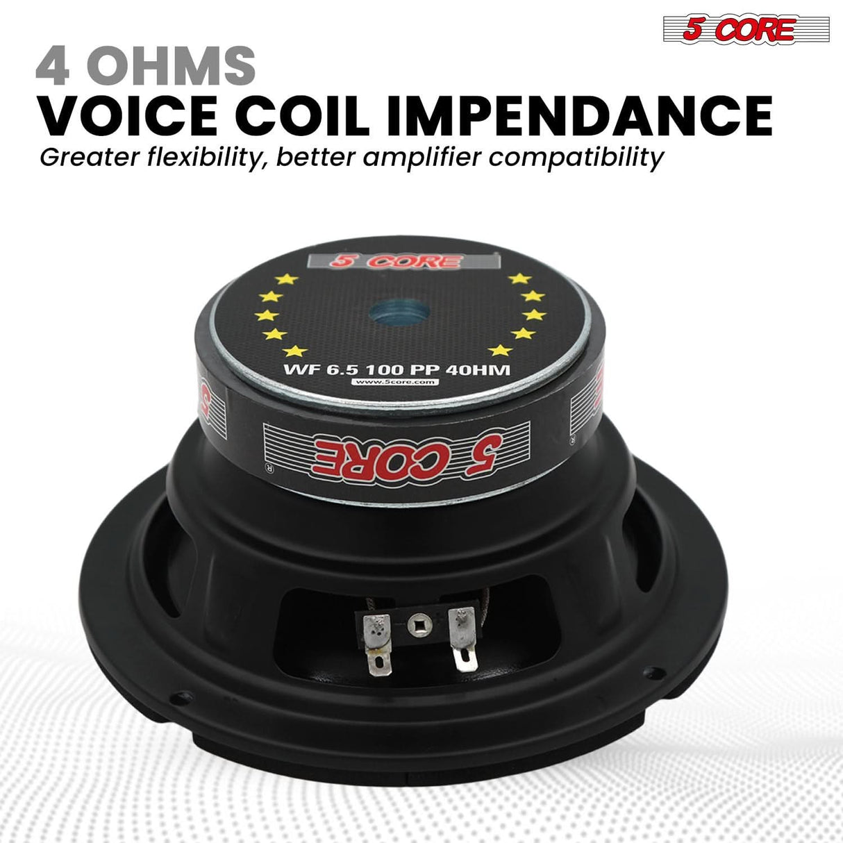 5 Core 6.5 Inch Woofer Pair 100W Car Subwoofer 4Ohm Replacement Deep Sub w Poly Cone