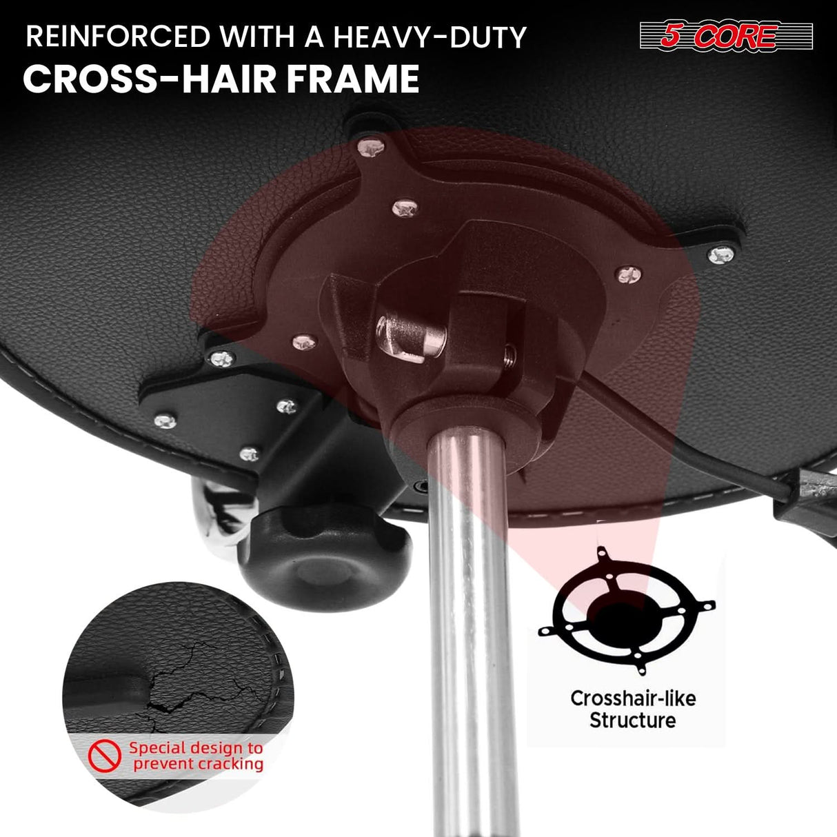 5 Core Drum Throne w Backrest 4" Padded Stool Airlift Adjustable 25.5" Drummer Chair 441Lb Capacity