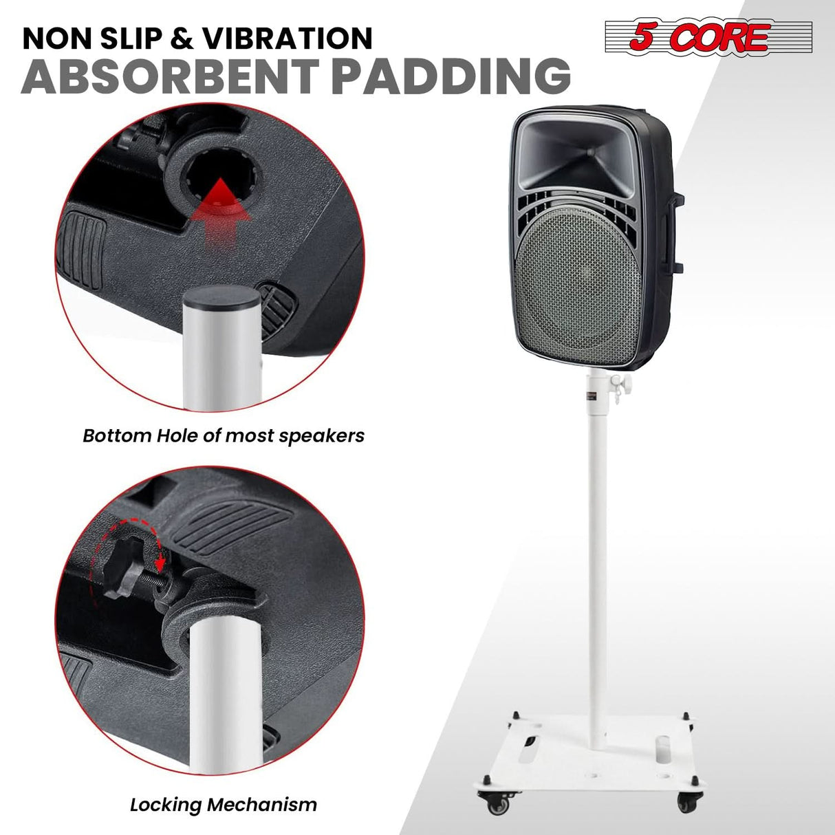 5Core Speaker Stand 2Pc Heavy Duty Adjustable Height 61" DJ PA Stands 35mm Mount 100Lb Capacity