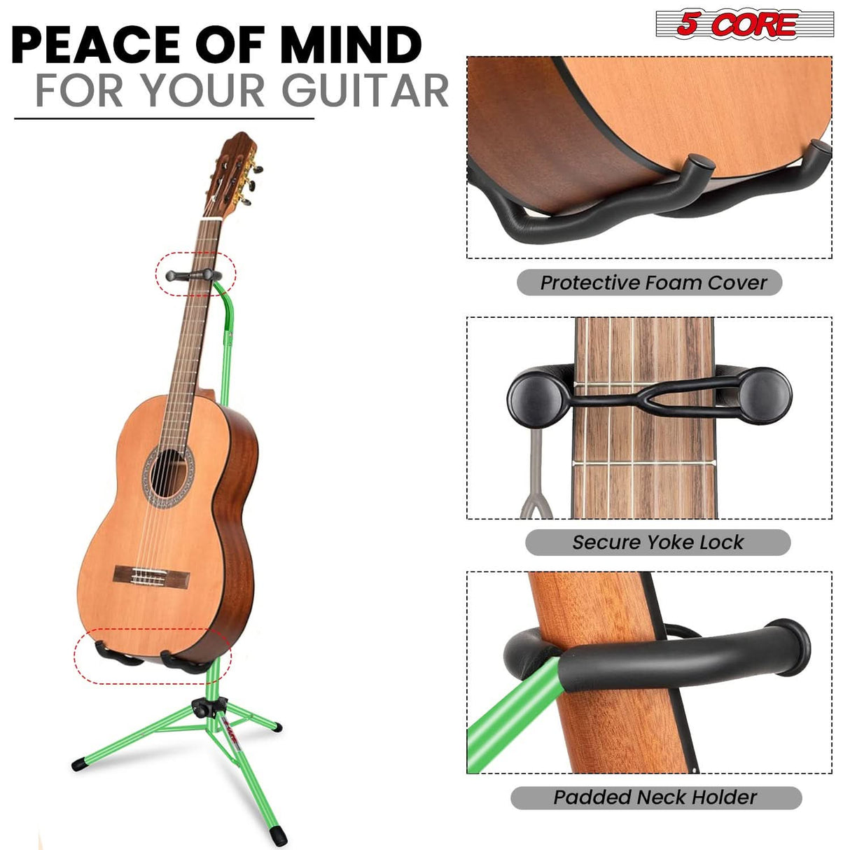 5Core Guitar Stand Pair Floor Folding Holder Soporte Para Guitarra for Acoustic Electric Bass