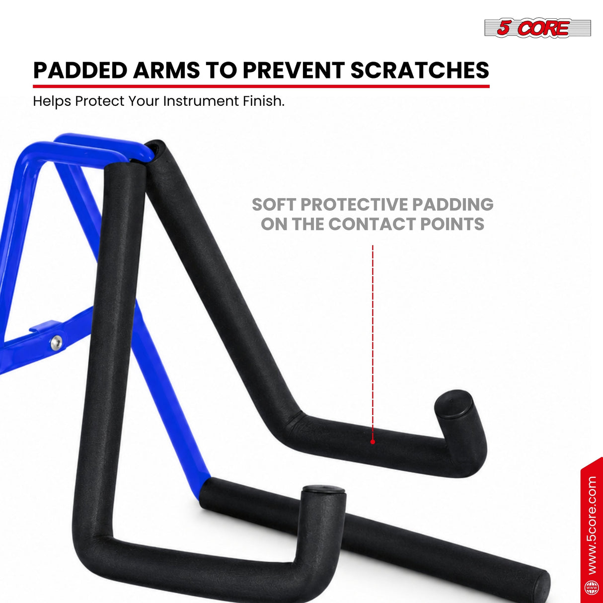 5 Core Ukulele Stand A Frame Metal Body w Soft Padded Arms Support Banjo Ukuleles Mini Guitar Violin Blue