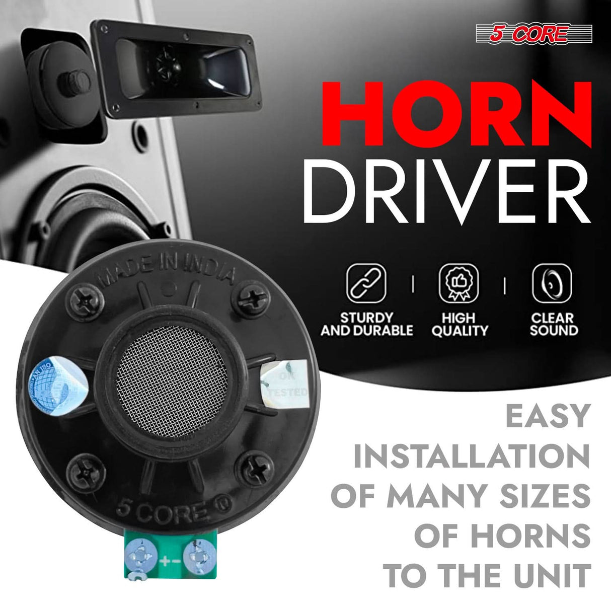 5 Core Compression Driver Horn Speaker 1 Inch Aluminum Tweeter 200W Peak 8 Ohm Pro Audio Driver