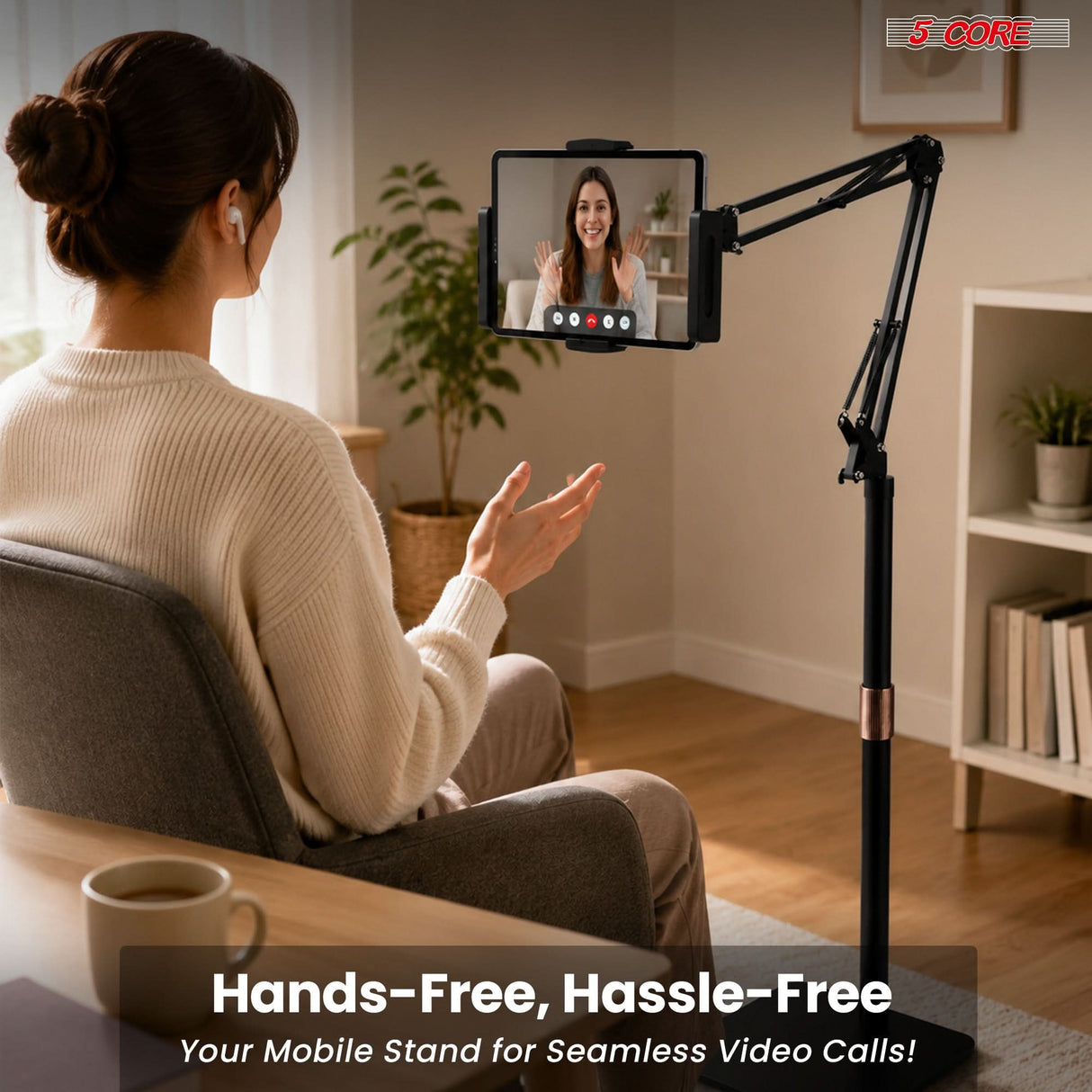 5 Core Tablet Floor Stand 360° Rotatable Adjustable Overhead Universal Bed Phone iPad Stand